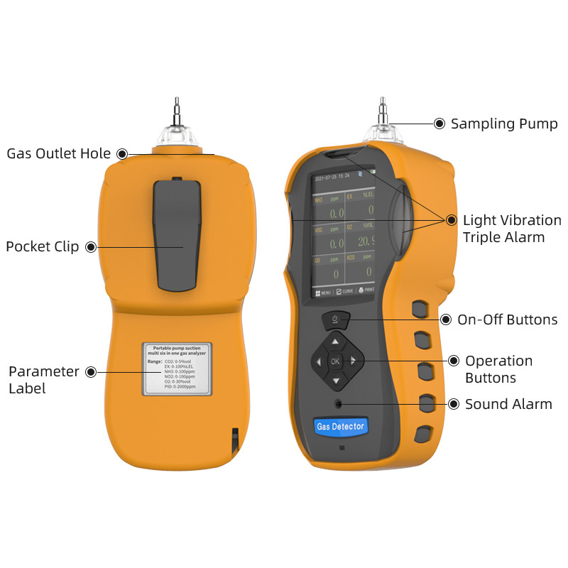 Alarme multi portative du type pompe de vibration de détecteur de gaz pour le milieu industriel